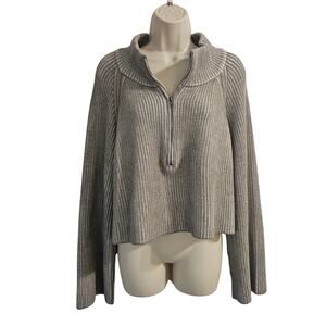 FREE PEOPLE Greta Half Zip Pullover in Gray Size S